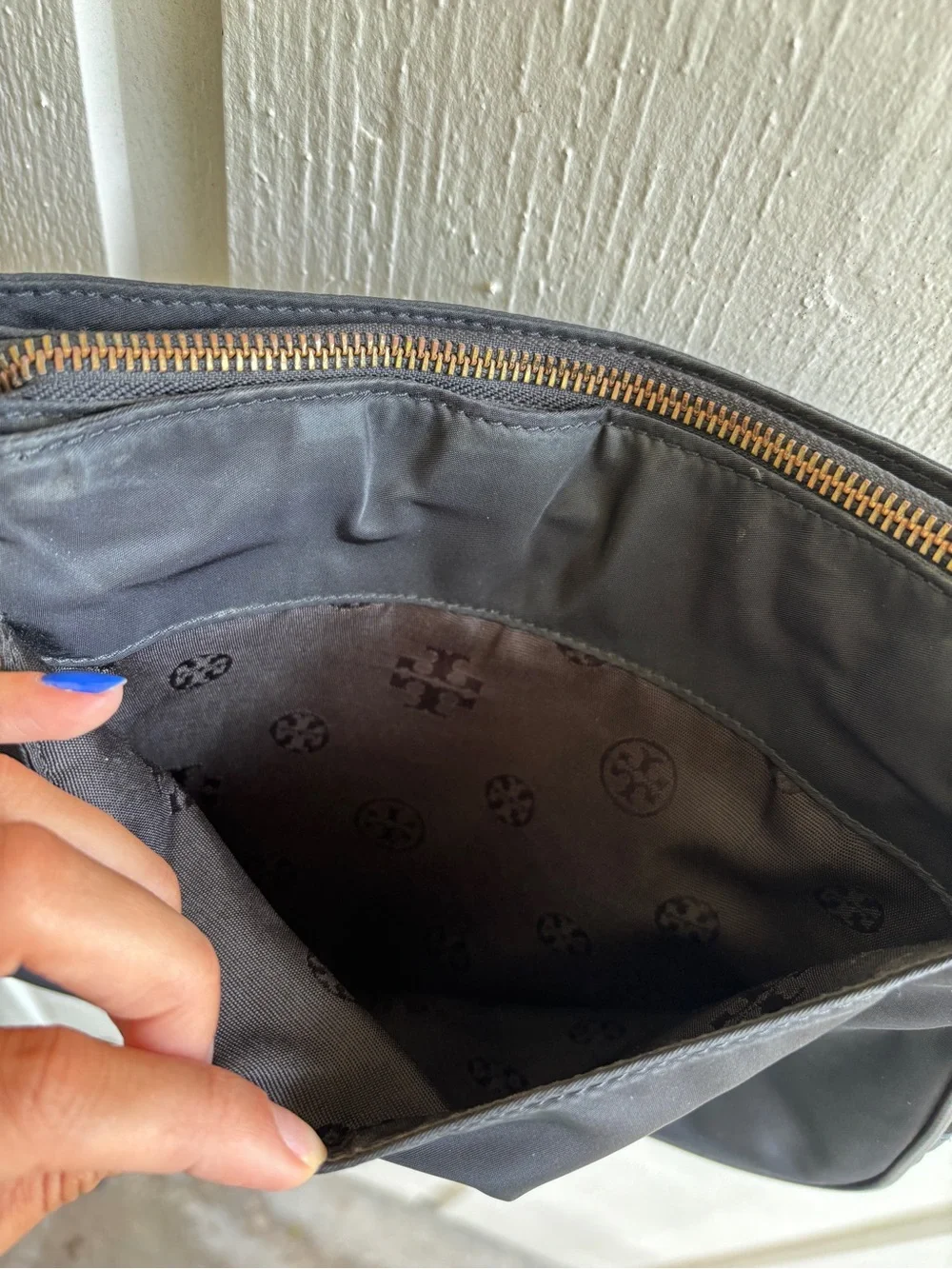 Tory Burch Black Nylon Crossbody with Gold Hardware